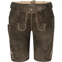 Spieth & Wensky Lederhose "Everest", Herren, Gr. 56, N-Gr, braun (vulkan, st 134, d sand), Obermaterial: 100% Lammleder LEL., uni, festlich, regular fit, Hosen Lederhose, Länge 45cm