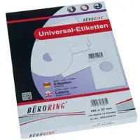 Büroring Etiketten, 105 x 37 mm, 1600 Etiketten, weiß, für Laser-, Farblaser-, Inkjetdrucker, Kopierer, lösungsmittelfrei, Blattformat: DIN A4