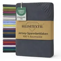 EXKLUSIV HEIMTEXTIL Marke Jersey Spannbettlaken 120 x 200 cm Anthrazit 100% Baumwolle Öko - Tex Zertifiziert Bed-Sheet Bettlaken Spannbetttuch Topper