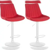 CLP 2er Set Barhocker Toni Stoff weiß rot