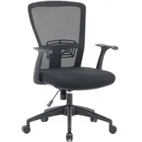 Dmora Bürostuhl Dcas, Mesh-Arbeitsstuhl mit Armlehnen, Ergonomischer Bürositz, 60x64h98/108 cm, Schwarz