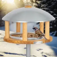 Voss.garden Vogelhaus Kolding - aus Holz mit Metalldach, inkl. Ständer