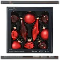 Kaemingk 10 Weihnachtskugeln Glas 6-11,7cm matt & glänzend Christbaumkugeln Eiszapfen Weihnachtsbaumkugeln Christbaumschmuck Kugeln Weihnachtsrot