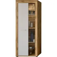 Die Möbelfundgrube Vitrine mit Glastür weiß Wotan Eiche Breite 60 cm - JAM