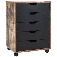 Costway Rollcontainer mit 5 Schubladen, Mobiler Aktenschrank mit Rädern, Bürocontainer, Schubladenschrank, Rollschrank
