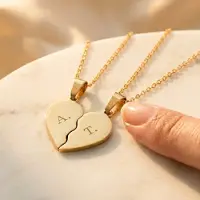 Yoursurprise Gebrochenes herz kette mit gravur - Gold