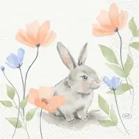 Duni Tissue-Serviette 33 x 33 cm Bunny Bloom 3-lagig, 500 Stk/Krt (10 x 50 Stk)