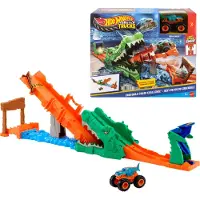 Mattel Monster Trucks Crocodile Crash Challenge Spielset und Mega-Wrex-Spielfahrzeug im Maßstab 1:64, Fahrzeug- & Schienen-Set, 4 Jahr(e), Kunststoff, Metall, Mehrfarbig