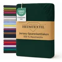 EXKLUSIV HEIMTEXTIL Jersey Spannbettlaken Premium 90 - 100 x 200 cm Dunkelgrün