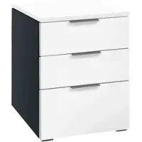 Hasena Nachttisch Trio, Farbe: pus MDF: 16-Anthracit / Front, Top: 10-Weiss, verschiedene Größen