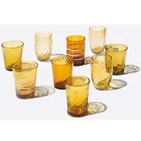 Zafferano Melting Pot Set mit 6 einfarbigen Gläsern - Bernstein - mundgeblasenes Glas, 32 cl - handgefertigte Becher für Wasser und Cocktails
