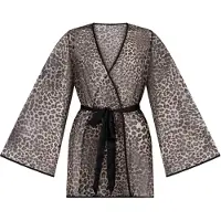 Hunkemoller Leopard Mesh-Kimono Schwarz
