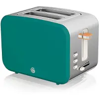 Swan ST14610GRENEU Toaster Breitschlitz 2 Scheiben 3 Funktionen Design Nordic Grün