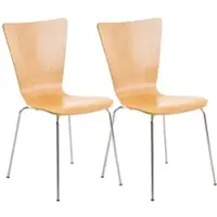 DELUKE 2er Set Besucherstuhl TOKYO - Holz Natura 43x50x84 cm | Besucherstühle Konferenzstuhl Wartezimmerstuhl Bürostühle Bürostuhl Konferenzraum Wartezimmer