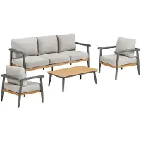 Ebuy24 Camilla Lounge-Set inkl. Kissen Sofa, 2 Stühle, 1 Tisch graubeige.