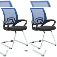 Proregal 2er Set Besucherstuhl HARLEM HxBxT 91x59x53cm Stoff Blau Konferenzstuhl