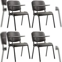Proregal 4er Set Bürostuhl MALLORCA mit Klapptisch Kunstleder HxBxT 81x53x71cm Kunstleder Braun Schreibtischstuhl