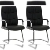 Proregal 2er-Set Besucherstuhl PRAG HxBxT 105x49x60cm Kunstleder Schwarz Konferenzstuhl