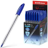 Erich Krause Kugelschreiber 0,3mm 50er Pack Blau - Kulis Kulischreiber Stifte Schreibstifte für Schule & Bürobedarf - U-108 Classic