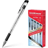 Erich Krause Kugelschreiber 0,26mm 12er Pack Schwarz - mit Gummigriff - Kulis Kulischreiber Stifte Schreibstifte für Schule & Bürobedarf - Ultra-30