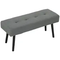 OKWISH Sitzbank Polsterbank 100x36x45 cm Grau mit Cordbezug getuftet, stabile Stahlbeine, vielseitig als Bettbank oder Flurbank