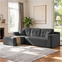 Vasagle Modulares Ecksofa 244 cm mit Chaiselongue schiefergrau LCS183GN01