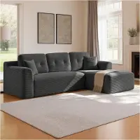 Vasagle Modulares Ecksofa 244 cm mit großer Chaiselongue rechts schiefergrau LCS184GN01