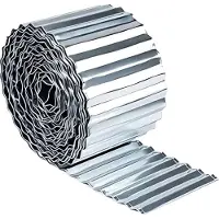Relaxdays Rasenkante, 5 m x 14 cm, verzinktes Metall, Rolle, flexible Beeteinfassung, Umrandung für Beet & Rasen, silber