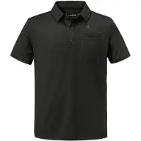 Schöffel Poloshirt SCHÖFFEL "Polo Shirt Ramseck M", Herren, Gr. 48, schwarz (9990, schwarz), Oberstoff: 77% Polyester, 18% Lyocell, 5% Elasthan, V-Ausschnitt, Shirts Poloshirt
