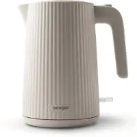 Seeger Design Elektrischer Wasserkocher, 1,7 Liter, BPA frei, Anti Kalk Filter, 2200 Watt, Beige, SGR100SB