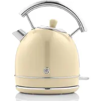 Swan SK14630CNEU Retro Elektrisch Wasserkocher 1,8L Vintage Abschaltautomatik Kabellos, Edelstahl Creme