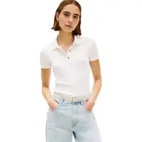 Tommy Hilfiger Damen Tops & T-Shirts Gold Button Slim - Wit - Größe L