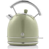 Swan SK14630GNEU Retro Elektrisch Wasserkocher 1,8L Vintage Abschaltautomatik Kabellos, Edelstahl Grün