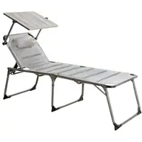 Solax Sunshine Komfort-Sonnenliege inkl. Kissen gepolstert aus Aluminium, ca. 193 x 67 x 32 cm - Grau