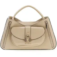 GUESS Jeans Jessa Satchel taupe G-Schnalle Frontzips
