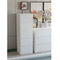 Forte EDMORE Kommode 40 50, moderne, vertikale Kommode mit 5 Schubladen, Holzwerkstoff, Weiß, 41,8 cm breit x 128 cm hoch x 42,2 cm tief