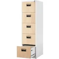 DELUKE Hängeregisterschrank abschließbar TION - 5 Schubladen mit Schloss | Aktenschrank Büroschrank aus Stahl Metallschrank, 163x46x62cm Weiß-Sonoma Eiche