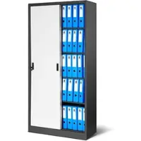 DELUKE JAN NOWAK Aktenschrank Abschließbar KUBA mit Schiebetüren 185 x 90 x 40 cm Anthrazit-Weiß