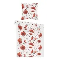 Kaeppel Baumwoll Seersucker Bettwäsche Scarlett Poppies , weiß , Maße (cm): B: 135