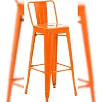 DELUKE Barhocker LEKEL - Metall Orange 44x43x96 cm | Barstuhl Mit Lehne Tresenhocker Tresenstuhl Kneipenhocker Kneipenstuhl