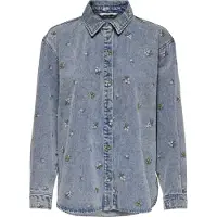 ONLY Jeansbluse "ONLVERA L/S FLOWER EMB SHIRT DNM YOR"