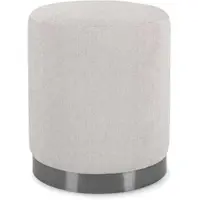 Bizzotto Hocker Ernestine aus Stoff, modernes Design, hellgrau, runde Form, Metallgestell
