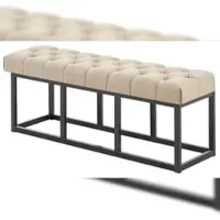 DELUKE Sitzbank MEXICO - Stoff Taupe 120x38x46 cm | Sitzbank Flur Sitzhocker Esszimmerbank Polsterbank Schlafzimmerbank