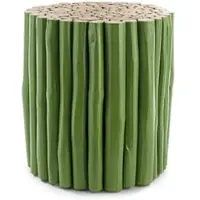 Bizzotto Beistelltisch Guadalupe aus Teakholz, rundes Massivdesign, grün, Ø 38 cm, Indoor