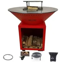 Grill'Chic Privilege Pack Brasero Classique Acier 103 Rouge Double Cuve
