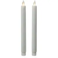 MARELIDA LED Stabkerzen Tafelkerzen bewegliche Flamme H: 24cm 2er Set weiß
