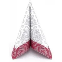APARTina Airlaid Serviette Barock Silber in Bordeaux, 40 x 40 cm, 50 Stück -