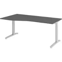 Bümö Schreibtisch Serie-XB - Gestell: Silber, Nachbildung: Graphit, Größe: 180 x 100 cm