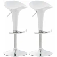 CLP 2er Set Barhocker Saddle mit drehbarem Kunsttoffsitz und Fußablage weiß