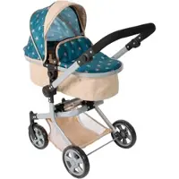 Bayer Chic 2000 2in1 Puppenwagen Mika – Sternchen beige-türkis – faltbar – höhenverstellbarer Griff